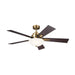 Kichler 300345 Vinea 52" Ceiling Fan with LED Light Kit - Brushed Natural Brass with Black/Walnut Blades