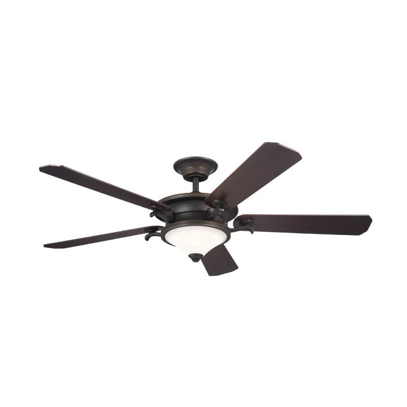 Kichler 300370 Rise 60" Ceiling Fan with LED Light Kit - Olde Bronze with Gold Highlights with Walnut/Cherry Blades