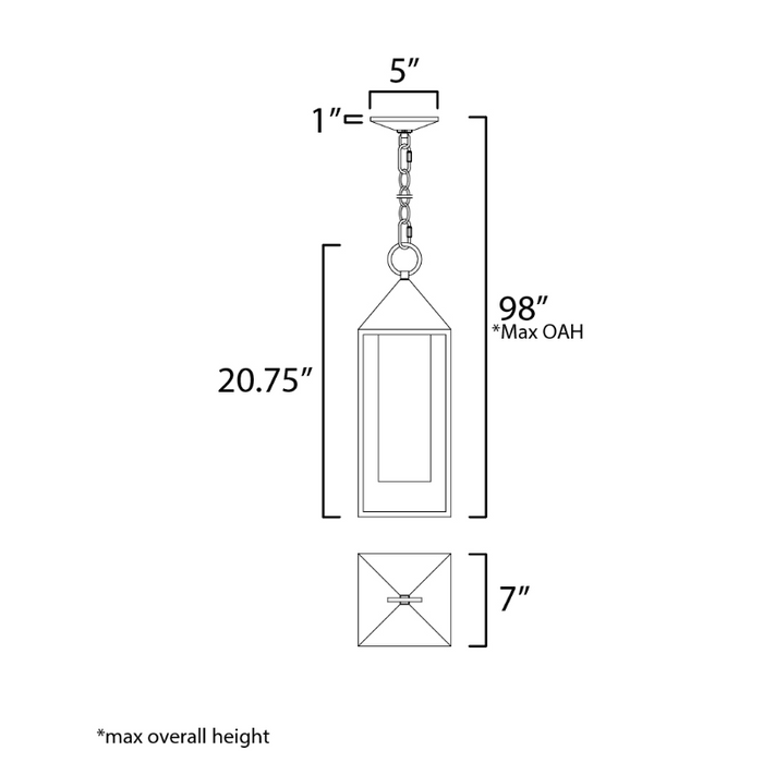 Maxim 30079 Aldous 1-lt 7" Outdoor Pendant