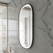 Paris Mirror Chic 28" x 48" Oval LED Vanity Front-Lit Mirror, 3CCT Selectable - Black