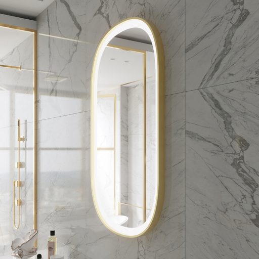 Paris Mirror Chic 28" x 48" Oval LED Vanity Front-Lit Mirror, 3CCT Selectable - Gold