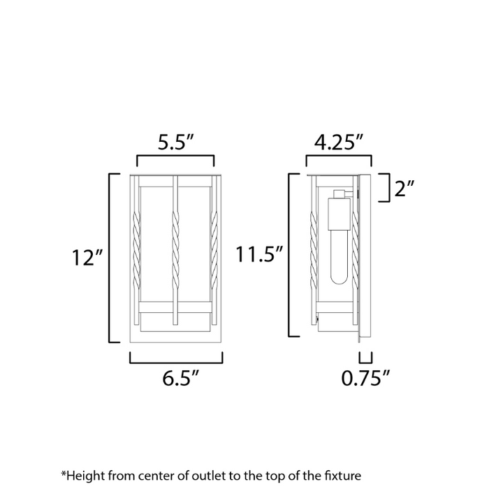 Maxim 30191 Foundry 1-lt 12" Tall Outdoor Wall Sconce