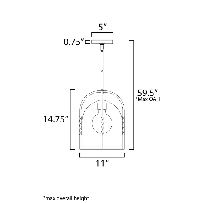 Maxim 30194 Foundry 1-lt 11" Outdoor Pendant