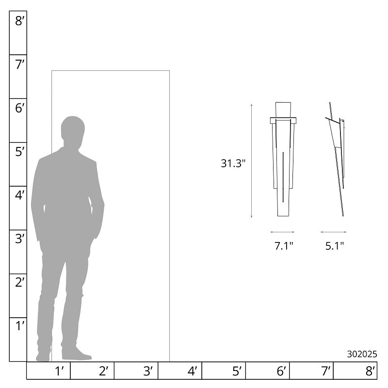Hubbardton Forge 302025 Linea 1-lt 31" Tall LED Outdoor Medium Wall Sconce