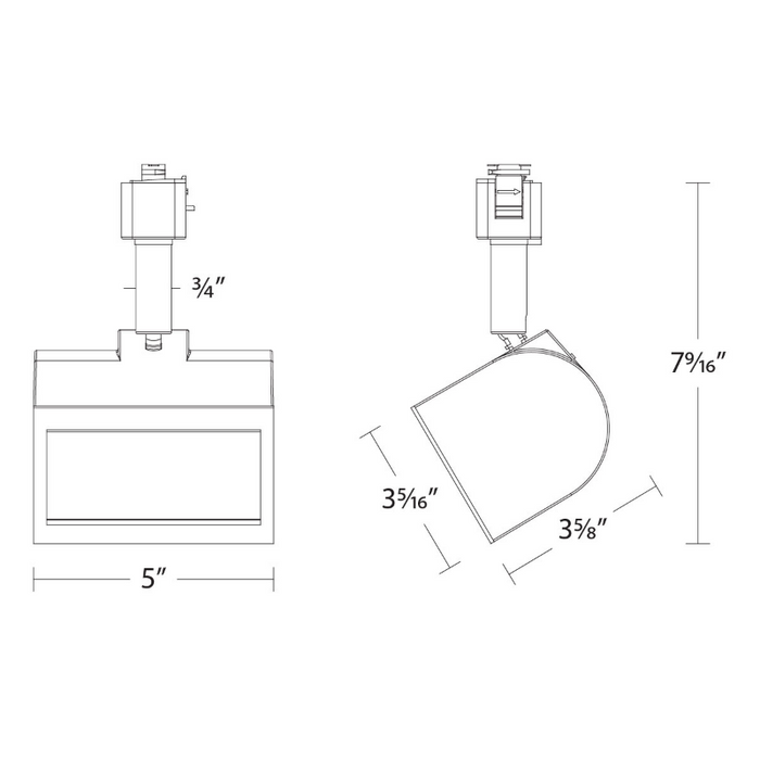 WAC L-3020W Ocularc 22W LED Track Head, L Track, CCT Selectable