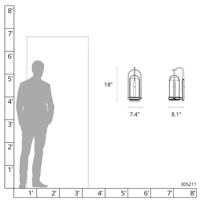 Hubbardton Forge 305211 Davis 1-lt 18" Tall Outdoor Wall Sconce