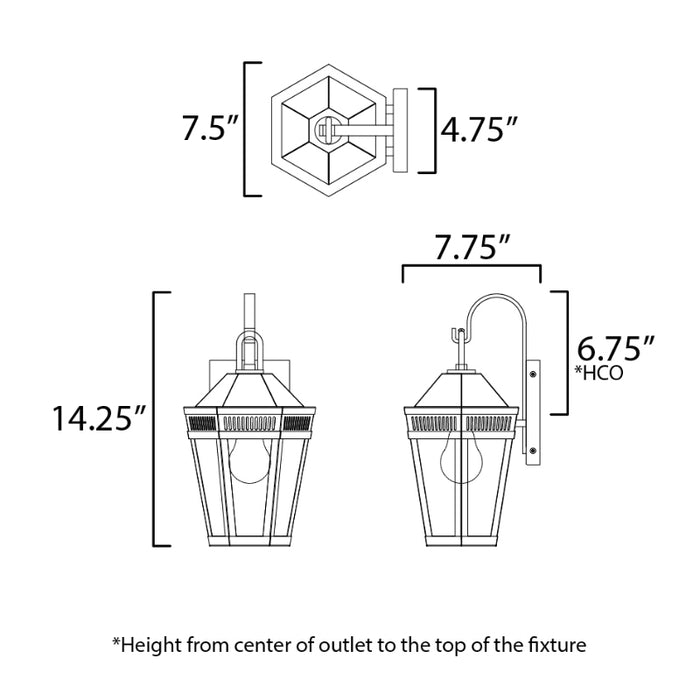 Maxim 30591 Oxford 1-lt 14" Tall Outdoor Wall Sconce