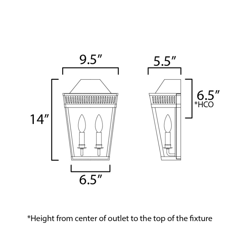 Maxim 30593 Oxford 2-lt 14" Tall Outdoor Wall Sconce