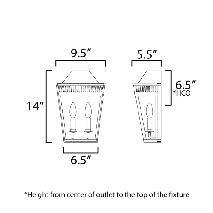 Maxim 30593 Oxford 2-lt 14" Tall Outdoor Wall Sconce