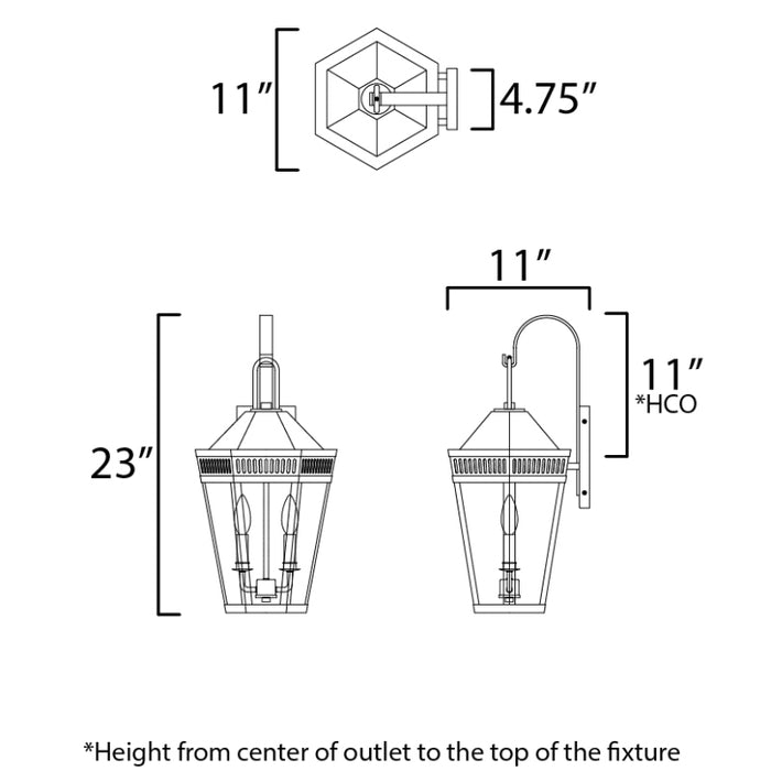 Maxim 30594 Oxford 2-lt 23" Tall Outdoor Wall Sconce