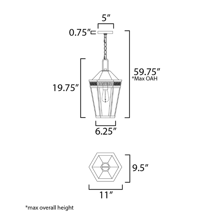 Maxim 30596 Oxford 1-lt 11" Outdoor Pendant