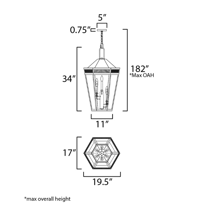 Maxim 30598 Oxford 6-lt 20" Outdoor Pendant