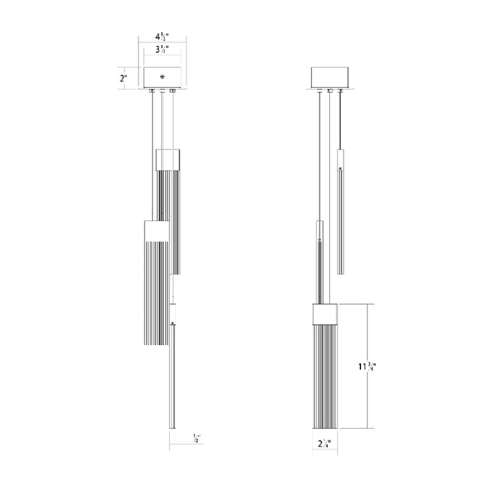 Sonneman 3093 V Panels 3-lt 3" LED Chandelier