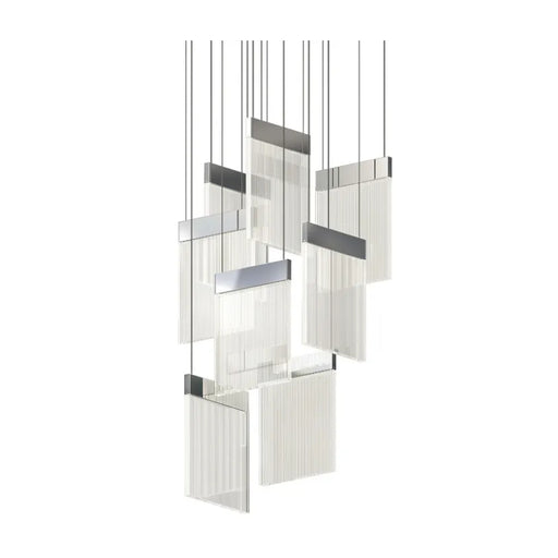 Sonneman 3094 V Panels 8-lt 16" LED Chandelier - Polished Chrome