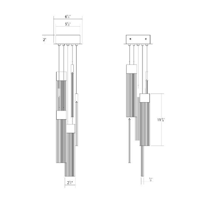 Sonneman 3095 V Panels 6-lt 7" LED Chandelier