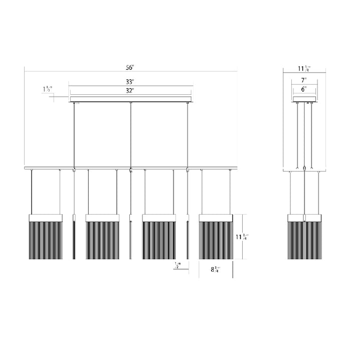 Sonneman 3096 V Panels 7-lt 56" LED Chandelier