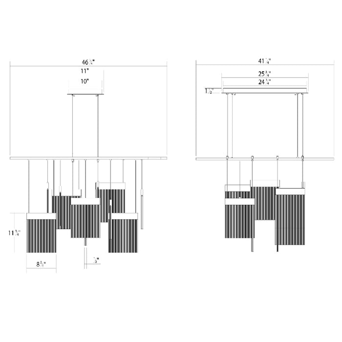 Sonneman 3097 V Panels 11-lt 47" LED Chandelier