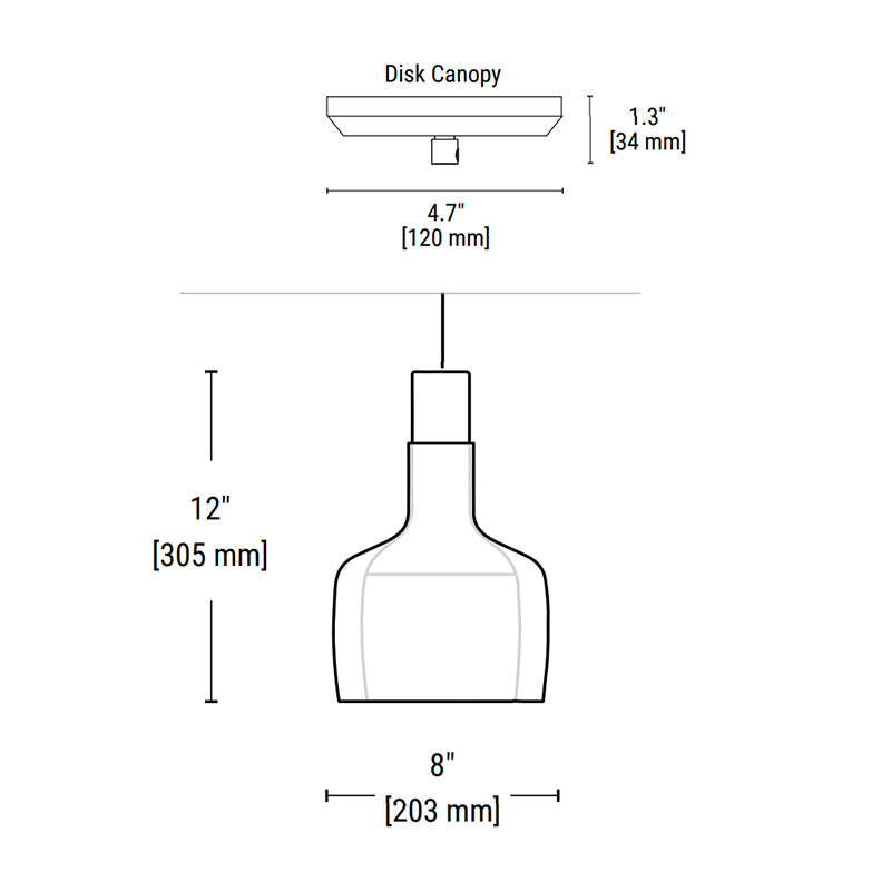 PrentaLux 309 Series 3DP Pendant with Disk Canopy