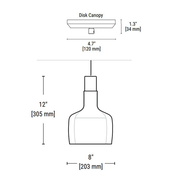 PrentaLux 309 Series 3DP Pendant with Disk Canopy