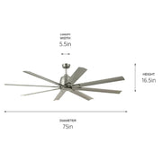 Kichler 310275 Breda 75" Outdoor Ceiling Fan