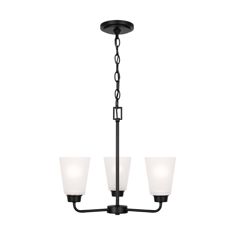 Generation 3115203EN3 Kerrville 3-lt 18" LED Chandelier - Midnight Black