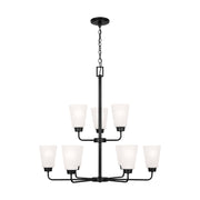 Generation 3115209EN3 Kerrville 9-lt 29" LED Chandelier - Midnight Black