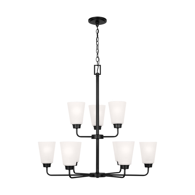 Generation 3115209EN3 Kerrville 9-lt 29" LED Chandelier - Midnight Black