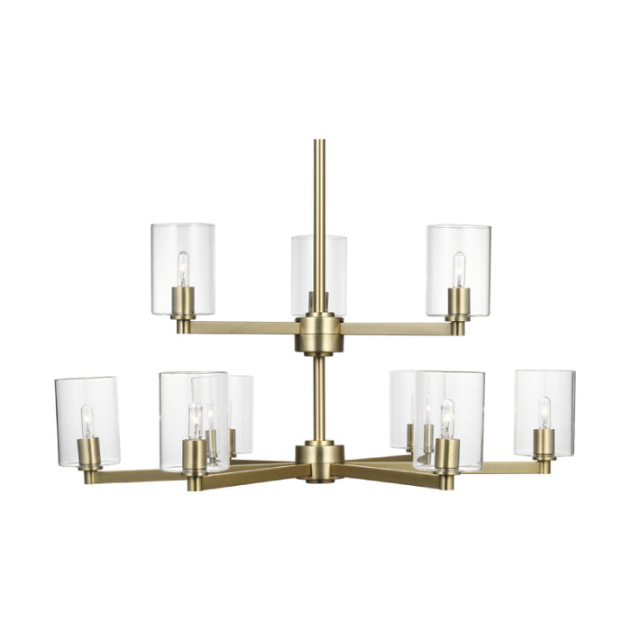 Visual Comfort 3164209C Fullton 9-lt 30" Chandelier with Clear Glass - Satin Brass