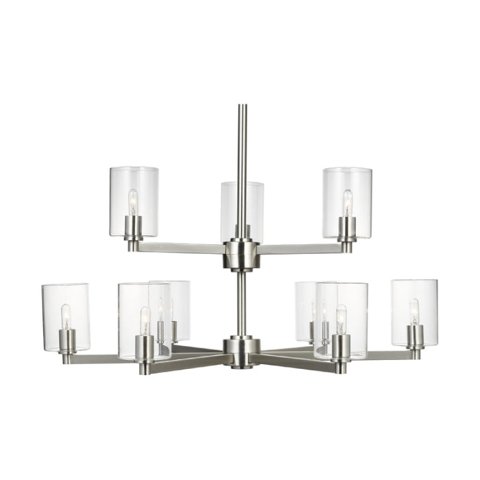 Visual Comfort 3164209C Fullton 9-lt 30" Chandelier with Clear Glass - Brushed Nickel