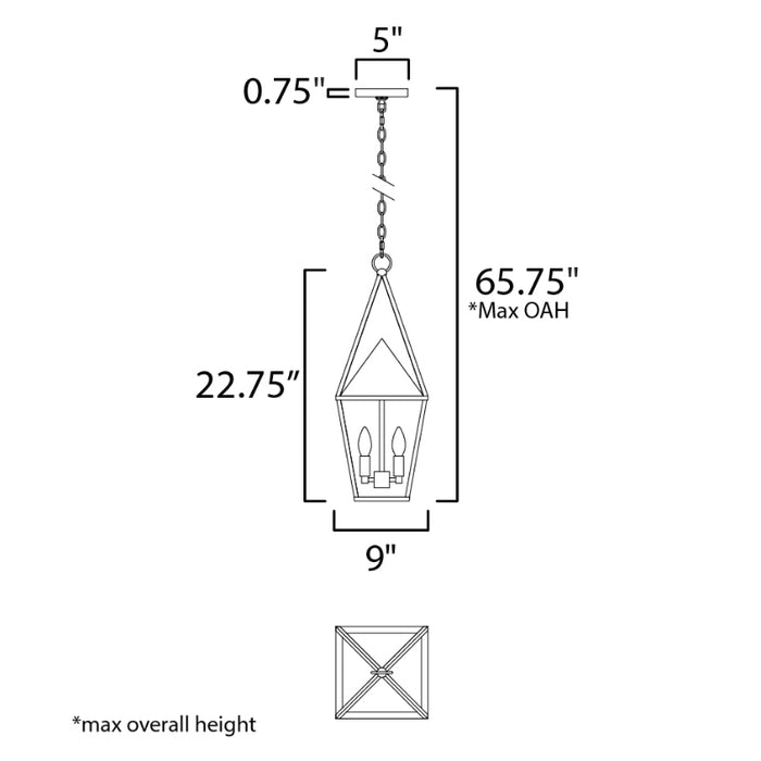 Maxim 3168 Bavaria 2-lt 9" Outdoor Pendant