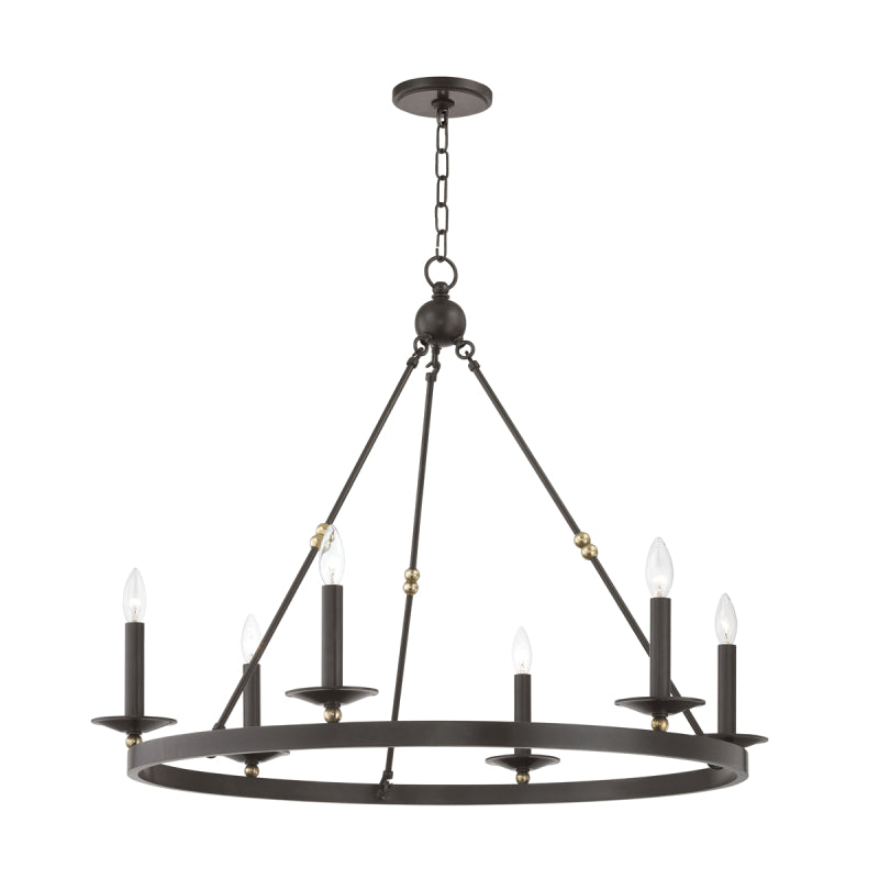 Hudson Valley 3206 Allendale 6-lt 36" Chandelier-Aged Brass/Old Bronze