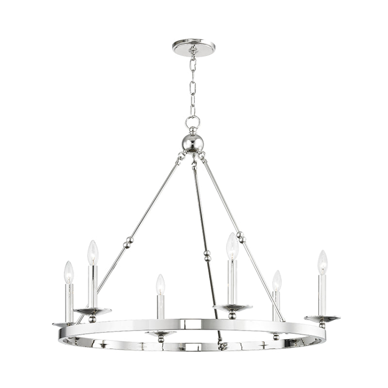 Hudson Valley 3206 Allendale 6-lt 36" Chandelier-Polished Nickel