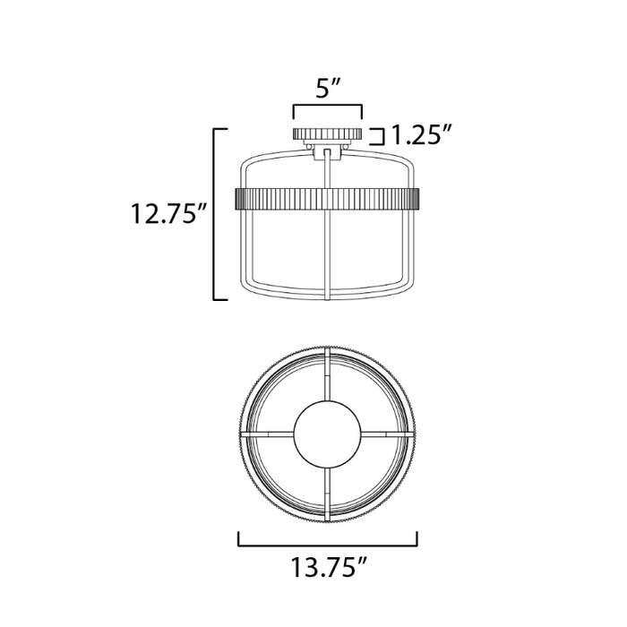 Maxim 32650 Ruffles 3-lt 14" Semi-Flush Mount