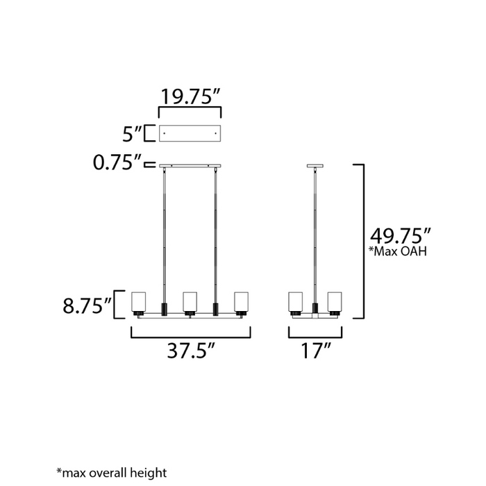 Maxim 32656 Ruffles 6-lt 38" Linear Pendant