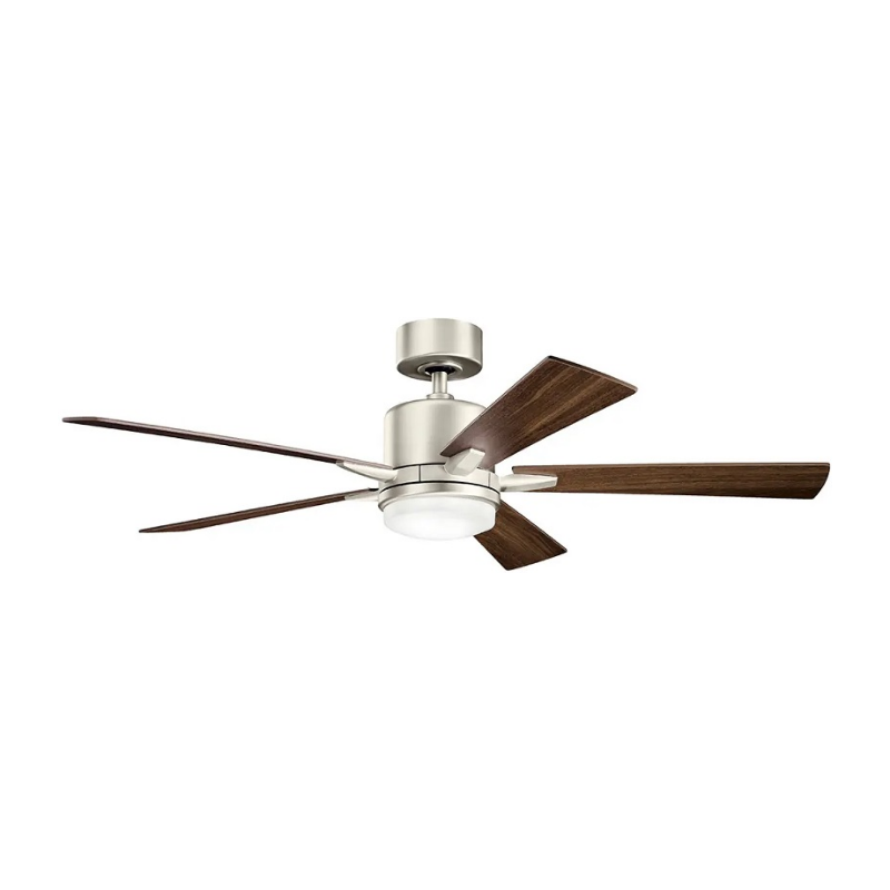 Kichler 330000 Lucian 52" Ceiling Fan with LED Light - Brushed Nickel with Silver/Walnut