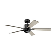 Kichler 330000 Lucian 52" Ceiling Fan with LED Light - Satin Black with Black/Silver