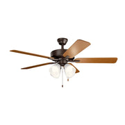 Kichler 330016 Basics 52" Ceiling Fan with LED Light Kit - Satin Natural Bronze with Walnut/Cherry Blades