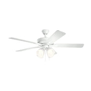Kichler 330016 Basics 52" Ceiling Fan with LED Light Kit - Matte White with Matte White/Silver Blades