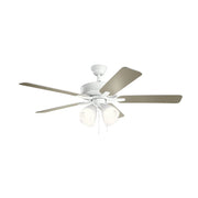 Kichler 330016 Basics 52" Ceiling Fan with LED Light Kit - Matte White with Matte White/Silver Blades