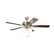 Kichler 330016 Basics 52" Ceiling Fan with LED Light Kit - Brushed Nickel with Walnut/Silver Blades