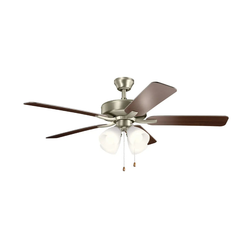 Kichler 330016 Basics 52" Ceiling Fan with LED Light Kit - Brushed Nickel with Walnut/Silver Blades