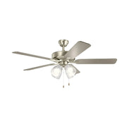 Kichler 330016 Basics 52" Ceiling Fan with LED Light Kit - Brushed Nickel with Walnut/Silver Blades