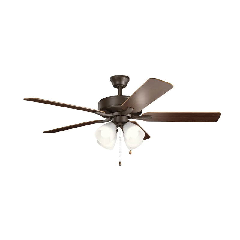 Kichler 330016 Basics 52" Ceiling Fan with LED Light Kit - Satin Natural Bronze with Walnut/Cherry Blades