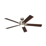 Kichler 330060 Lucian 60" Ceiling Fan with LED Light Kit - Brushed Nickel with Walnut/Silver Blades