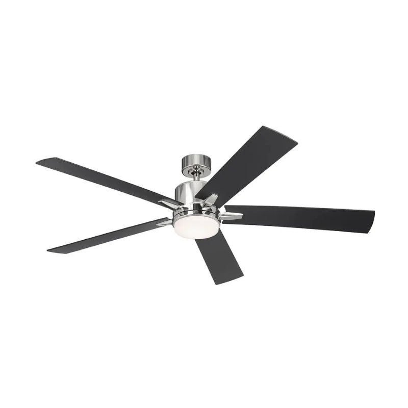 Kichler 330060 Lucian 60" Ceiling Fan with LED Light Kit - Polished Nickel with Black/Silver Blades