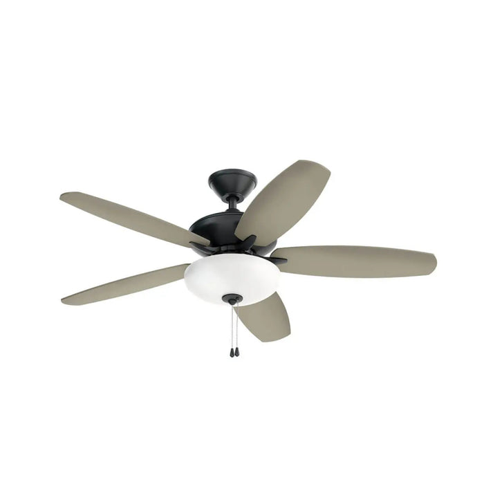 Kichler 330161 Renew 52" Ceiling Fan with LED Light Kit - Satin Black with Satin Black/Silver Blades
