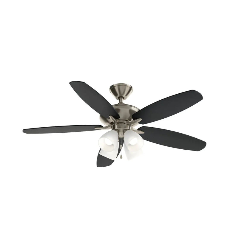 Kichler 330162 Renew 52" Ceiling Fan with LED Light Kit - Brushed Stainless Steel with Silver/Satin Black Blades