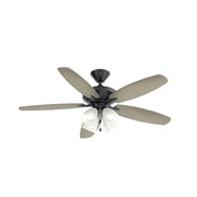 Kichler 330162 Renew 52" Ceiling Fan with LED Light Kit - Satin Black with Satin Black/Silver Blades