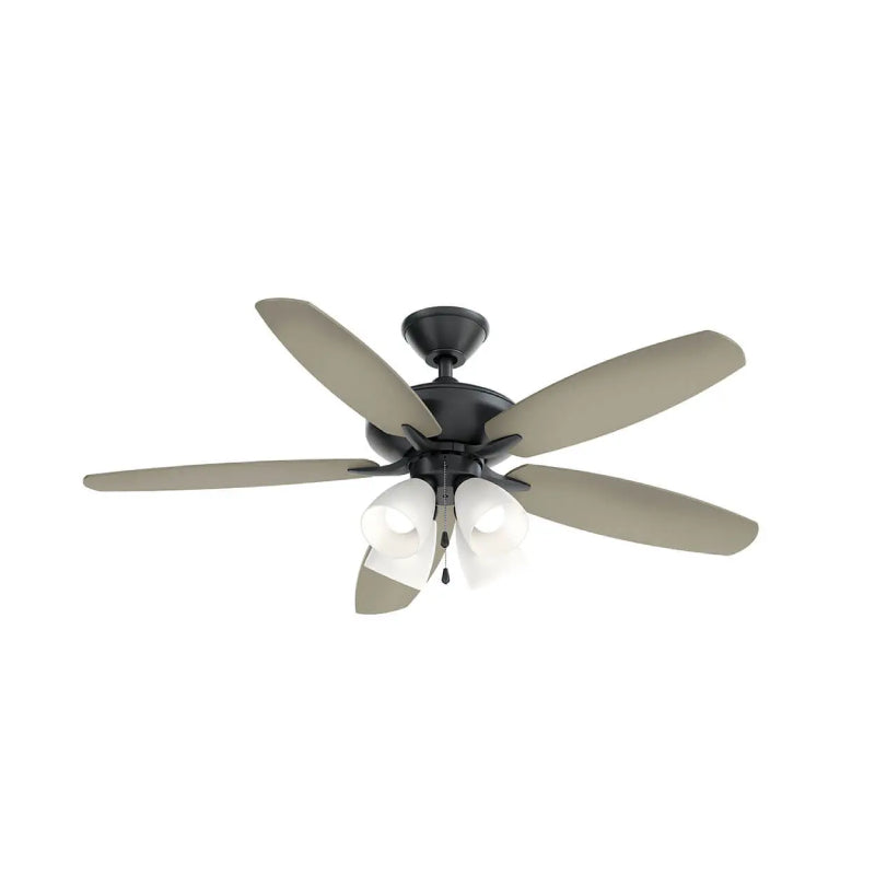 Kichler 330162 Renew 52" Ceiling Fan with LED Light Kit - Satin Black with Satin Black/Silver Blades