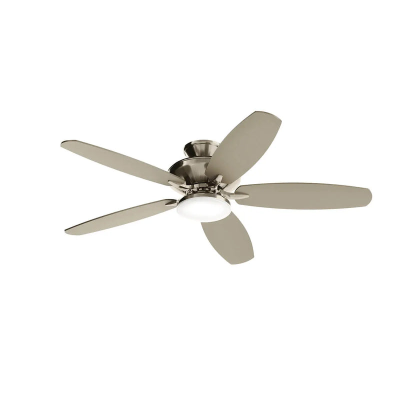 Kichler 330163 Renew 52" Ceiling Fan with LED Light Kit - Painted Brushed Nickel with Silver/Satin Black Blades Blades